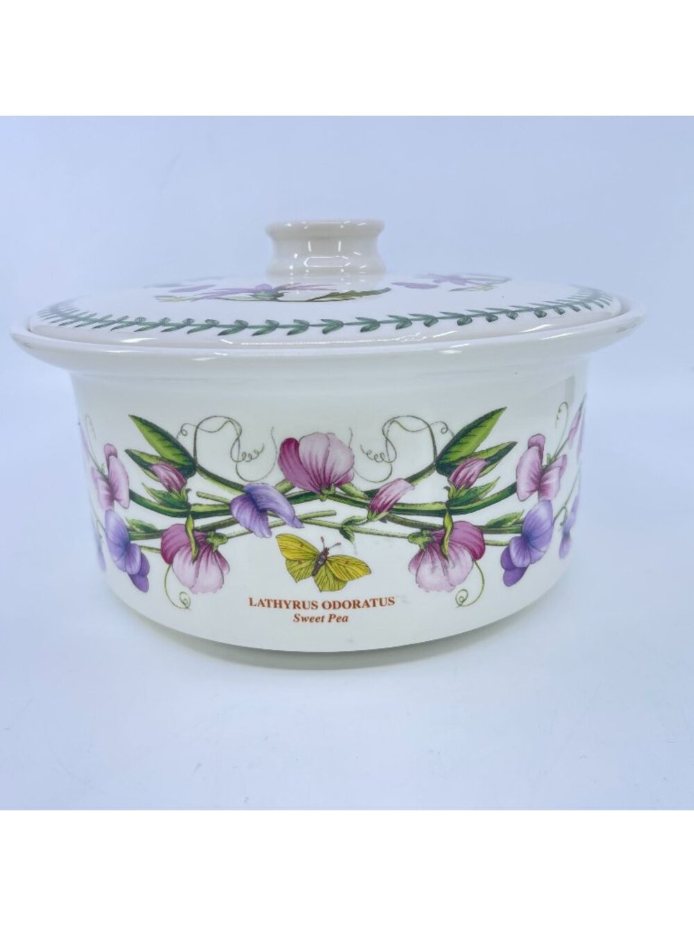 vintaqge portmeirion botanic garden sweet pea round covered casserole dish 2 qt